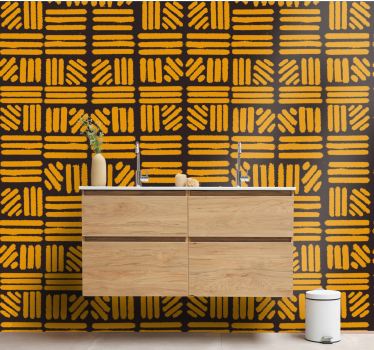 Geometric block pattern bathroom wallpaper - TenStickers