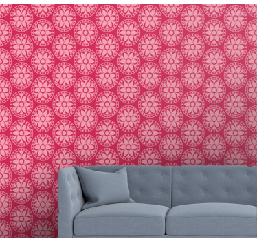 Geometric Floral Motif pink wallpaper - TenStickers