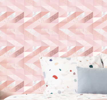 Girly pink geometric background Bedroom Wallpaper - TenStickers