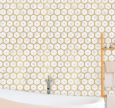 Hexagonal gold marble pattern  effect wallpaper - TenStickers