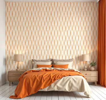 "Ikat Kasuri" orange goemetric wallpaper - TenStickers
