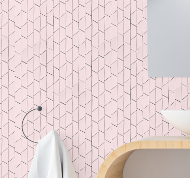 Kawaii style pink diagonal Tile Effect Wallpaper - TenStickers
