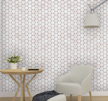 Marble hexagon tiles  Effect Wallpaper - TenStickers