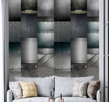 Metal black blocks pattern Modern Wallpaper - TenStickers