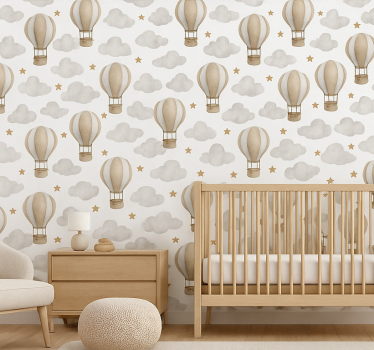 Nursery room wallpaper starry earth balloons - TenStickers