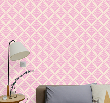 Ornamental Leaves pink wallpaper - TenStickers