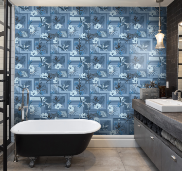 Ornamental Wallpaper floral bathroom - TenStickers