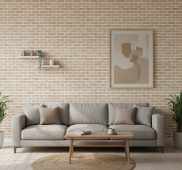 Bricks wallpaper light horizontal design - TenStickers