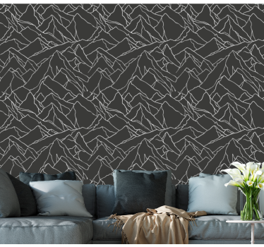 Outline of Mountains  Contemporary Wallpaper - TenStickers