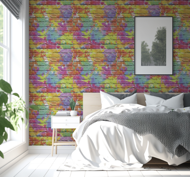Paint Splash Brick Wallpaper paintings - TenStickers