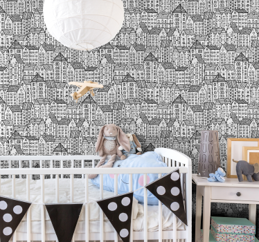 Pattern Wallpaper Play Houses - TenStickers