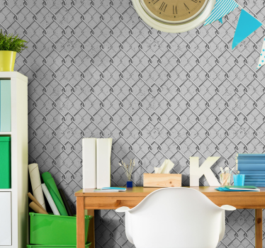 Patterned Grey Dining Room Wallpaper - TenStickers