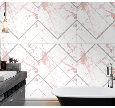 Pink and grey marble outline marble Effect Wallpaper - TenStickers