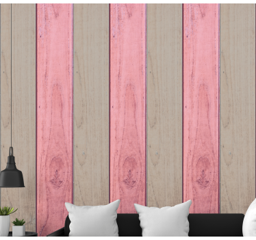 Pink and grey wood wallpaper - TenStickers