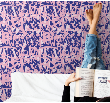 Pink and purple graffiti pattern Wallpaper paintings - TenStickers