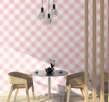 Pink and white Square Pattern Wallpaper - TenStickers