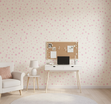 Pink elegant dots wallpaper teenage bedroom - TenStickers