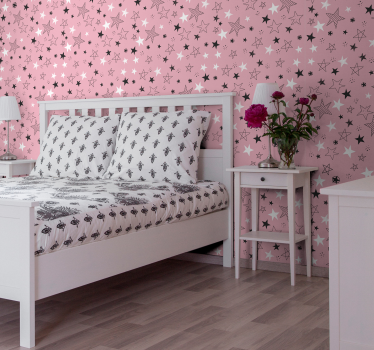 Pink Stars Bedroom Wallpaper - TenStickers