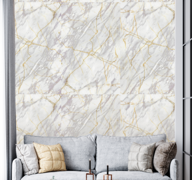 Realistic gray gold  marble effect wallpaper - TenStickers