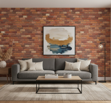 Red orange stone bricks stone effect wallpaper - TenStickers