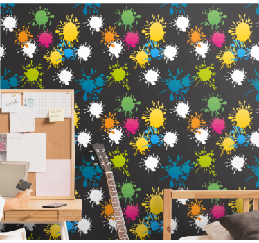 Wallpaper teenage bedroom splatter designs - TenStickers