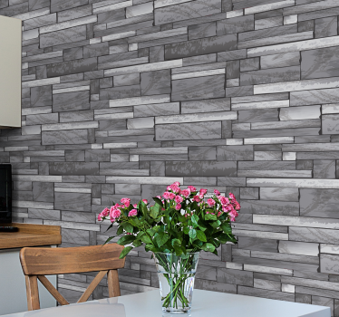 Stone gray pattern Brick effect wallpaper - TenStickers