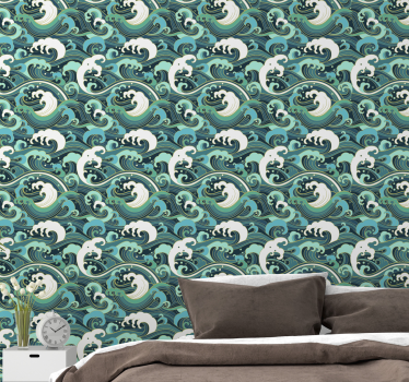 Storm waves pattern Bedroom Wallpaper - TenStickers