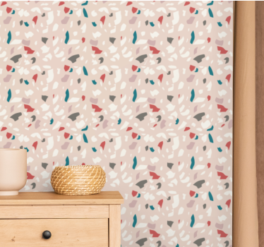 Terrazzo effect pattern bedroom wallpaper - TenStickers