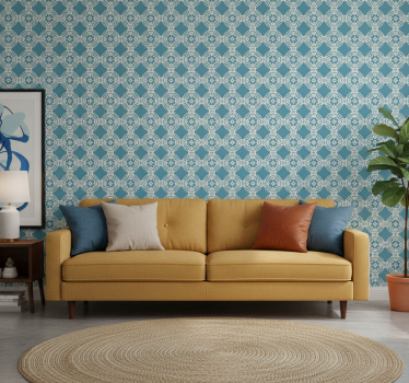 Textured wallpaper antique vintage blue and white pattern - TenStickers