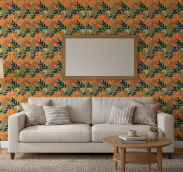 Textured wallpaper big autumn leaves design - TenStickers