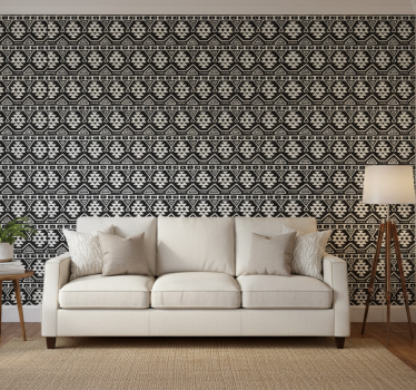Textured wallpaper black and white bohemian design - TenStickers