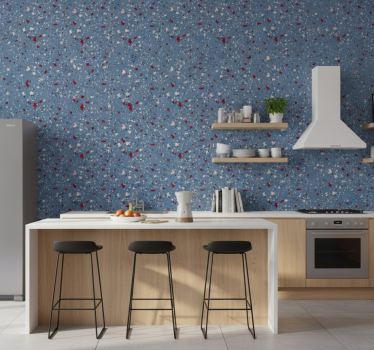 Textured wallpaper blue geometric terrazzo - TenStickers