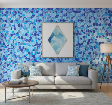 Textured wallpaper blue mosaic effect - TenStickers