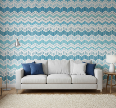 Textured wallpaper blue zig zag - TenStickers