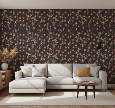 Textured wallpaper brown flowers kallax - TenStickers