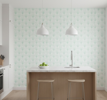 Textured wallpaper geometric green leaf design - TenStickers