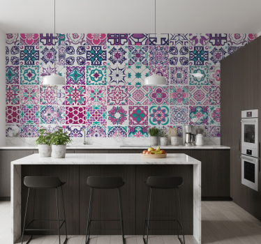 Textured wallpaper geometric tile design - TenStickers