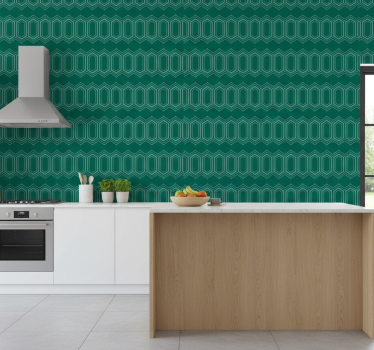 Textured wallpaper green geometric design - TenStickers