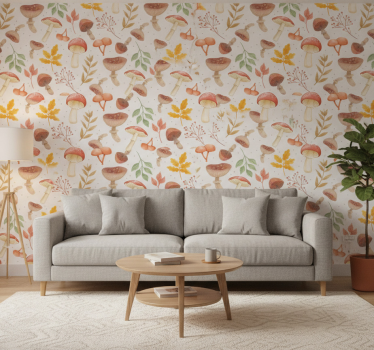 Textured wallpaper hand-painted mushroom design - TenStickers