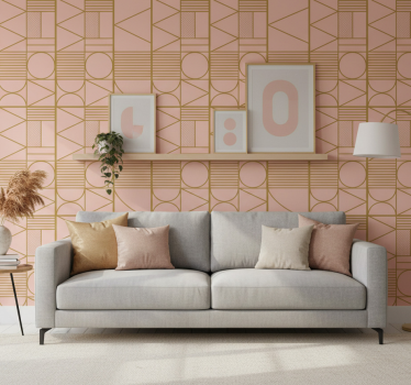 Textured wallpaper in gold and pink blocks - TenStickers