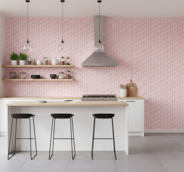 Textured wallpaper in pink geometric pattern - TenStickers