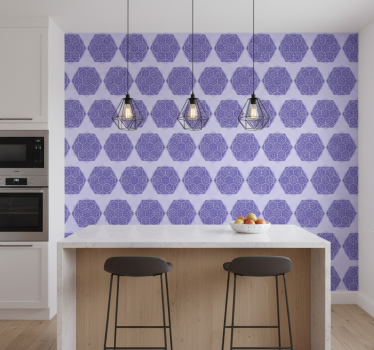 Textured wallpaper intricate purple hexagons - TenStickers