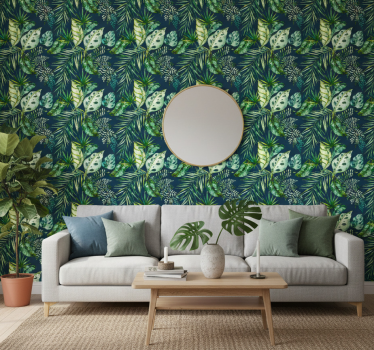 Textured wallpaper jungle print foliage design - TenStickers