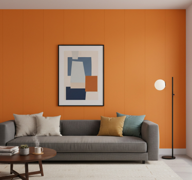 Living area wallpaper in matte orange - TenStickers