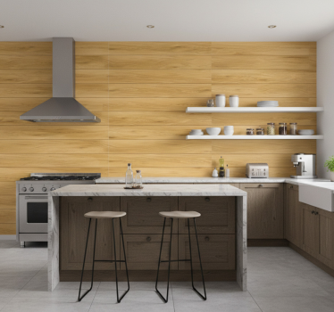 Textured wallpaper natural wood texture - TenStickers