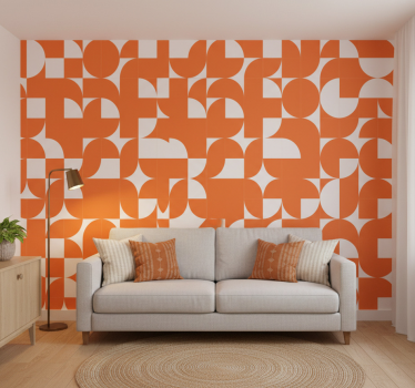 Textured wallpaper orange circle geometric pattern - TenStickers
