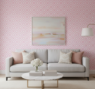 Textured wallpaper pink squares geometric pattern - TenStickers