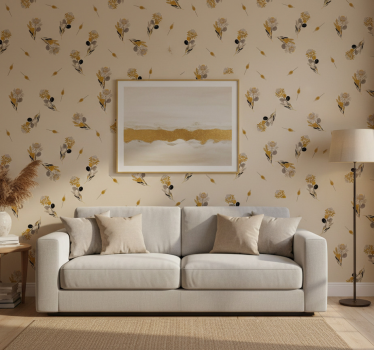 Textured wallpaper vintage flowers design - TenStickers