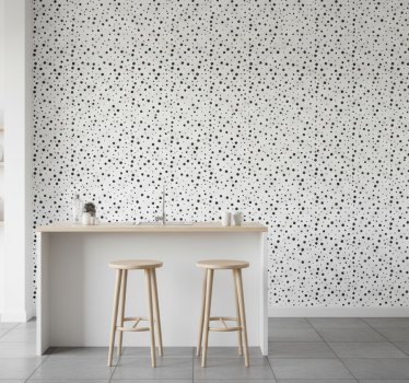 Textured wallpaper with black polka dots - TenStickers