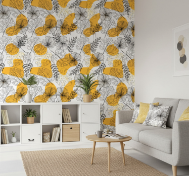 Textured wallpaper with floral design kallax - TenStickers